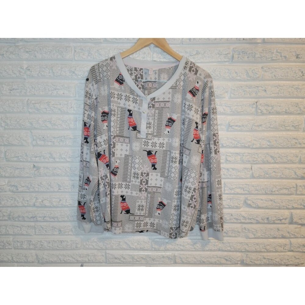 Secret Treasures Womens 3X Gray Retriever Dog Graphic Pajama Top NOV177E